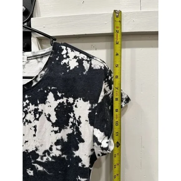 Abound Women's Small Black White Tie Dye Jersey Crew A-Line Mini Shirt Dress - Picture 2 of 5